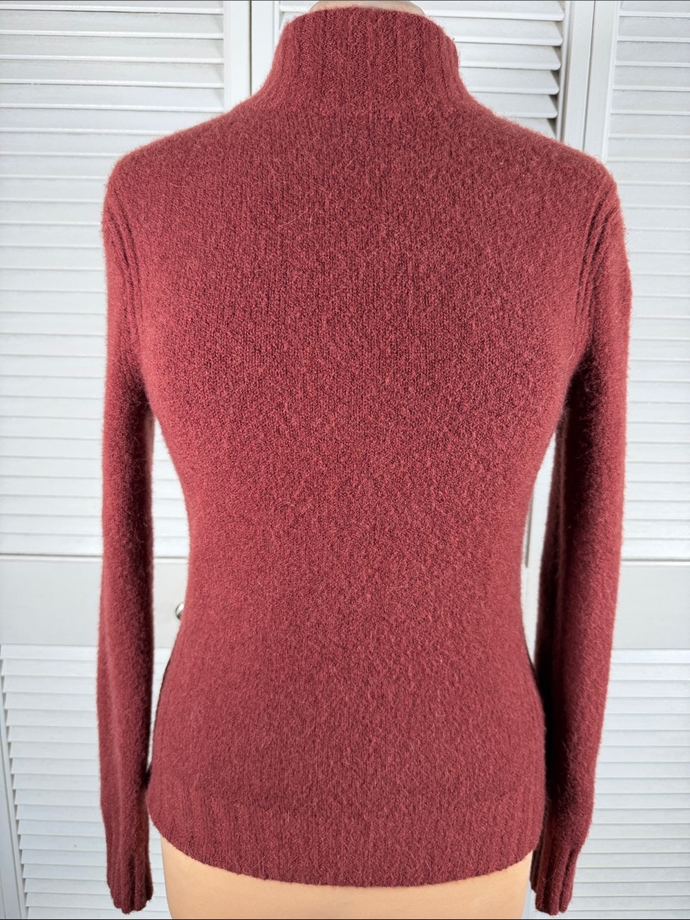 Point Sur Burgundy Merino Wool Alpaca Blend Mock Neck Sweater XXS